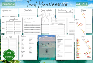 etsy, vietnam printable travel planer, planer podróżniczy wietnam